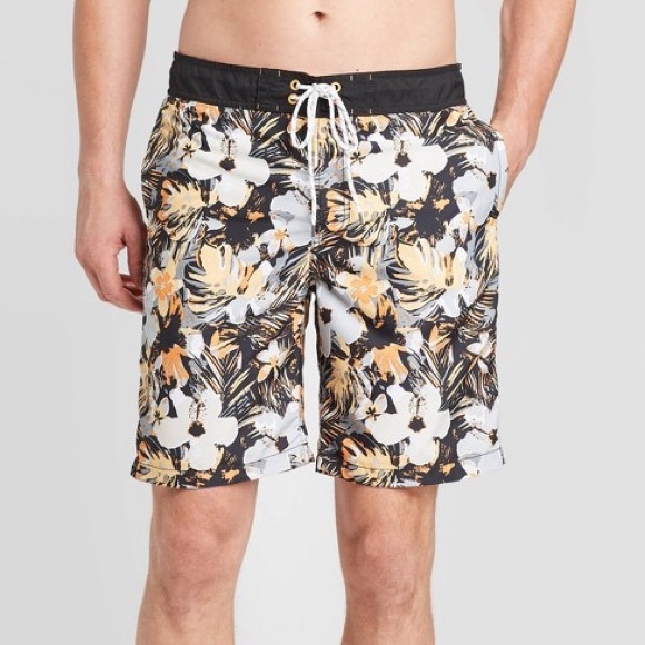 Men’s 9” Goodfellow & Co Floral Swim Board Shorts - Picture 1 of 9